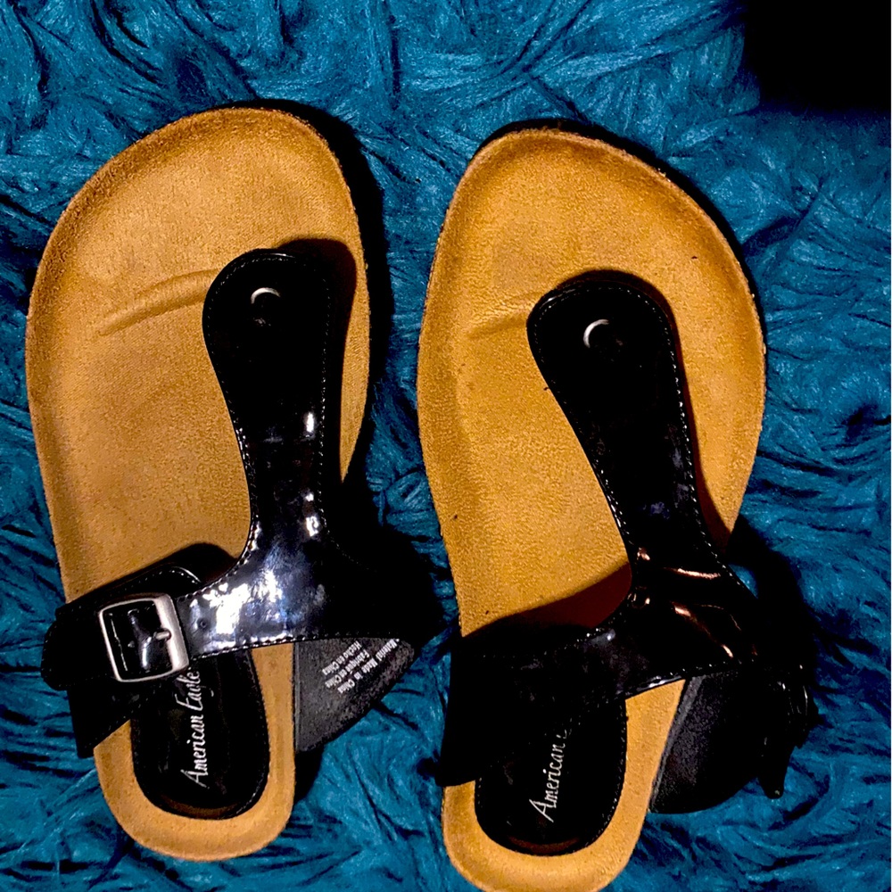Black patent leather sandal